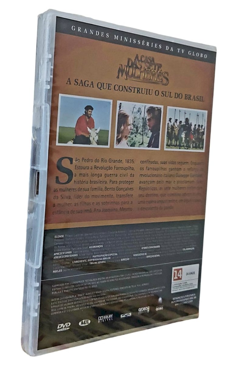 Dvd Minisserie A Casa das Sete Mulheres, Partes 1 e 2, Grandes Minisséries da Rede Globo - Lacrado