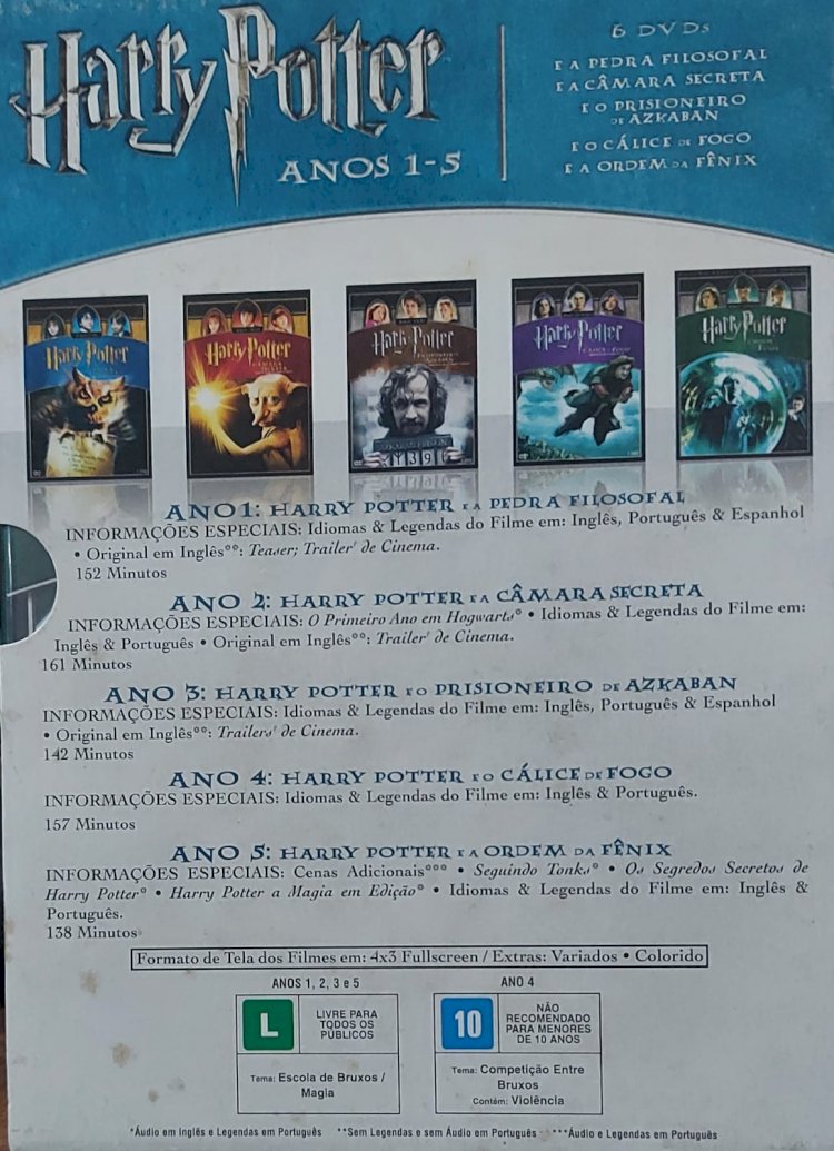 Dvd Harry Potter Anos 1 - 5, Edição Especial, 6 DVDs