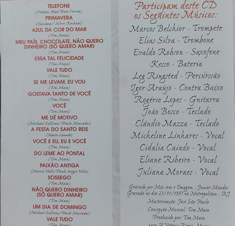 Cd Tim Maia Ao Vivo 2. Adquira pelo Whats 11 912915070