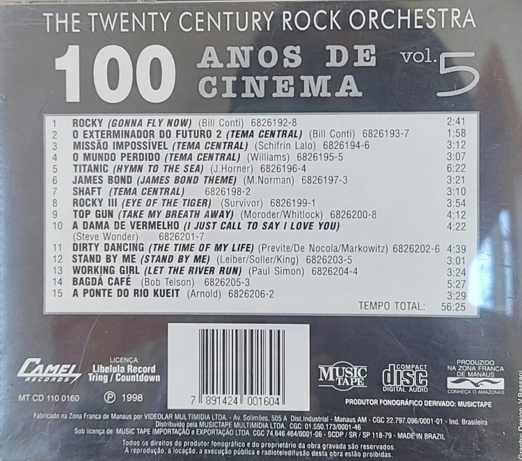 Cd 100 Anos de Cinema, Volume 5, The Twenty Century Rock Orchestra. Adquira pelo Whats 11 912915070