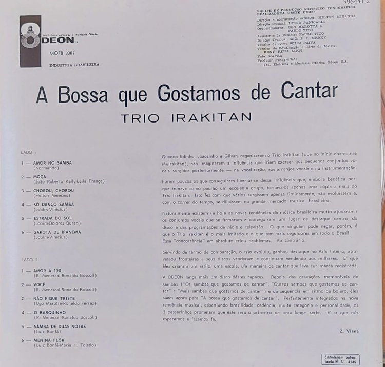 Cd Trio Irakitan, A Bossa Que Gostamos de Cantar. Adquira pelo Whats 11 912915070