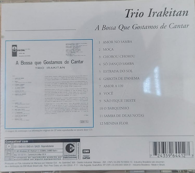Cd Trio Irakitan, A Bossa Que Gostamos de Cantar. Adquira pelo Whats 11 912915070