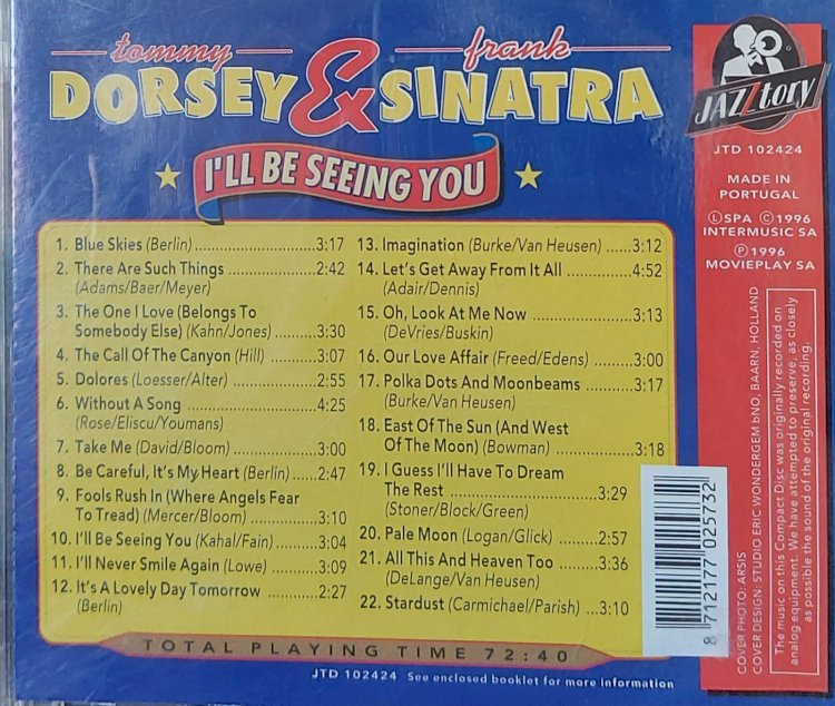Cd Tommy Dorsey e Frank Sinatra, I'll Be Seeing You. Adquira pelo Whats 11 912915070