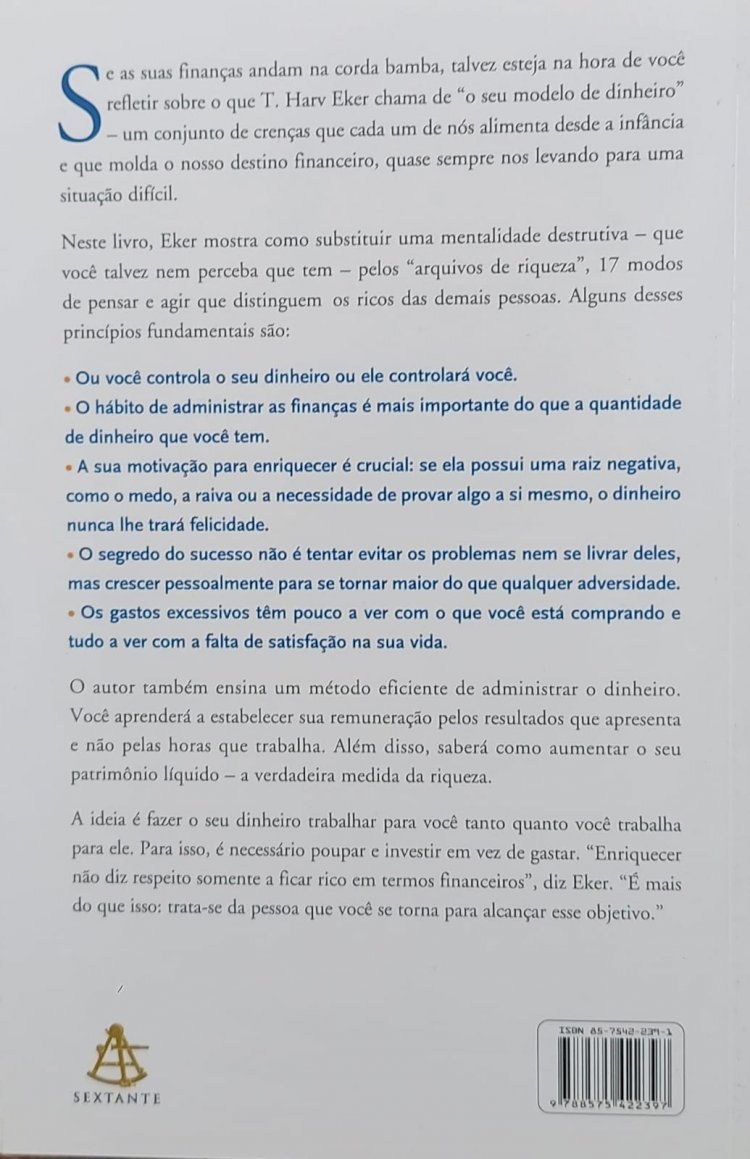 Os Segredos da Mente Milionária, T. Harv Eker. Adquira pelo Whats 11 912915070