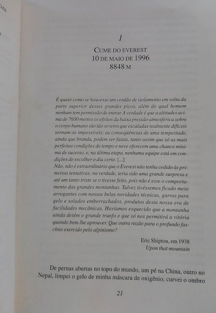 No Ar Rarefeito, Um Relato da Tragédia no Everest em 1996, Jon Krakauer. Adquira pelo Whats 11 912915070