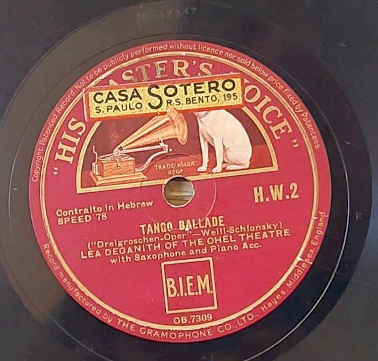 Disco Lea Deganith Of The Ohel Theatre, Tango Ballade, Salamon Ballade, Gravação de 1934. Adquira pelo Whats 11 912915070