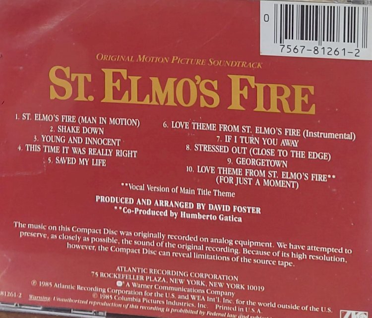 Cd St. Elmo's Fire, Original Motion Picture Soundtrack, David Foster. Adquira pelo Whats 11 912915070