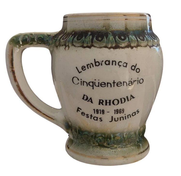 Caneca Antiga Lembrança do Cinqüentenário da Rhodia 1919 a 1969, Festas Juninas. Adquira pelo Whats 11 912915070