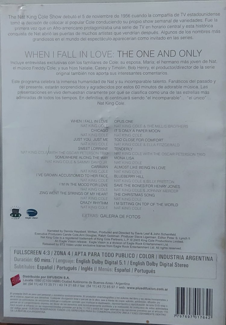Dvd Nat King Cole, When I Fall In Love, The One And Only. Adquira pelo Whats 11 912915070