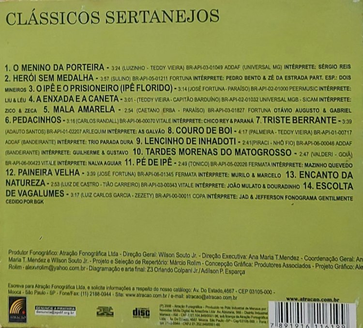 Cd Clássicos Sertanejos. Adquira pelo Whats 11 912915070