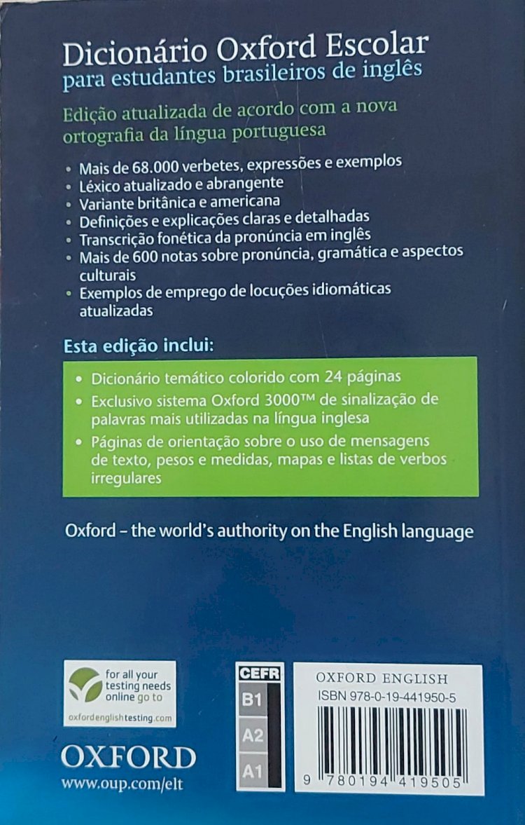 Dicionário Oxford Escolar Para Estudantes Brasileiros de Inglês, Português-Ingles, Inglês-Português