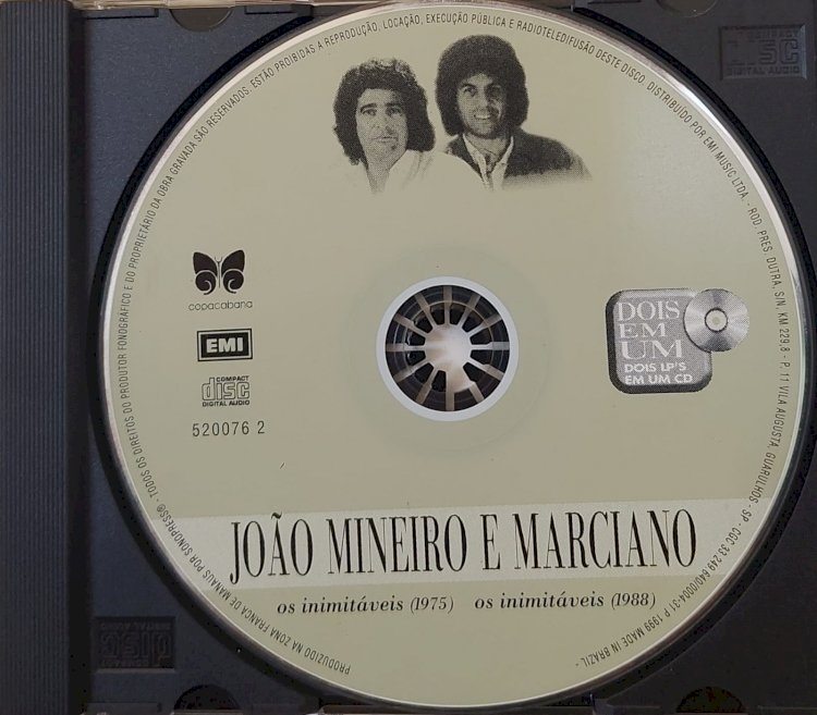 Cd João Mineiro e Marciano, Dois em Um, Os Inimitáveis (1975), Os Inimitáveis (1988). Adquira pelo Whats 11912915070