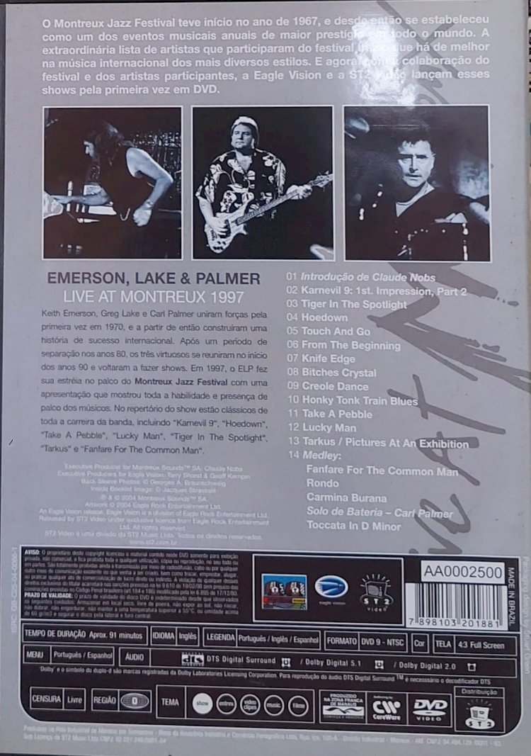 Dvd Emerson, Lake e Palmer, Live At Montreaux 1997. Adquira pelo Whats 11 912915070