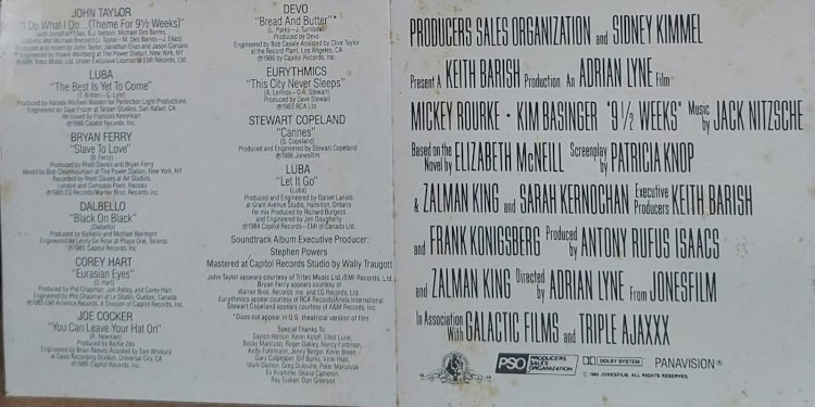 Cd 9 1/2 Weeks, Original Motion Picture Soundtrack. Adquira pelo Whats 11 912915070