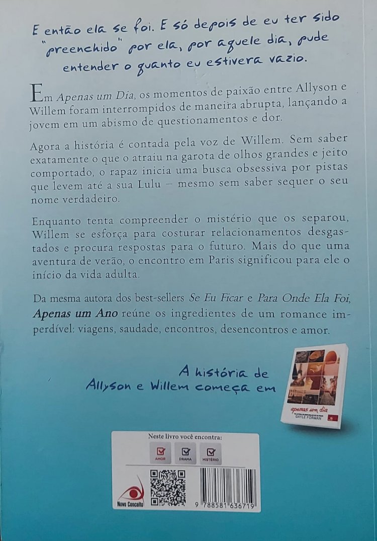 Apenas um Ano, Gayle Forman. Adquira pelo Whats 11 912915070
