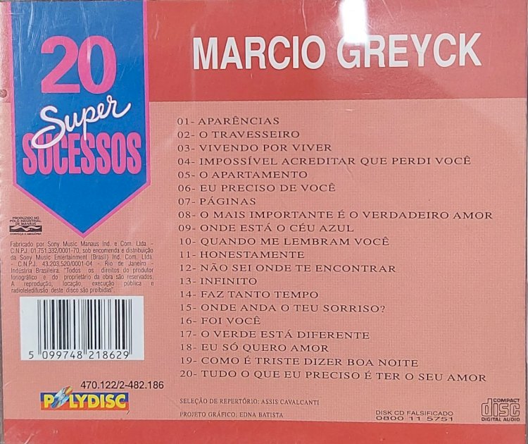 Cd Marcio Greyck, 20 Super Sucessos. Adquira pelo Whats 11 912915070