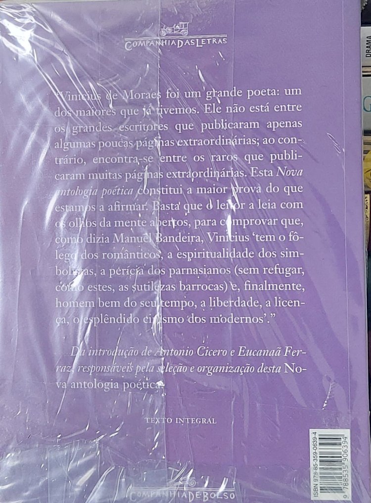 Nova Antologia Poética, Vinicius de Moraes, Companhia de Bolso. Adquira pelo Whats 11 912915070
